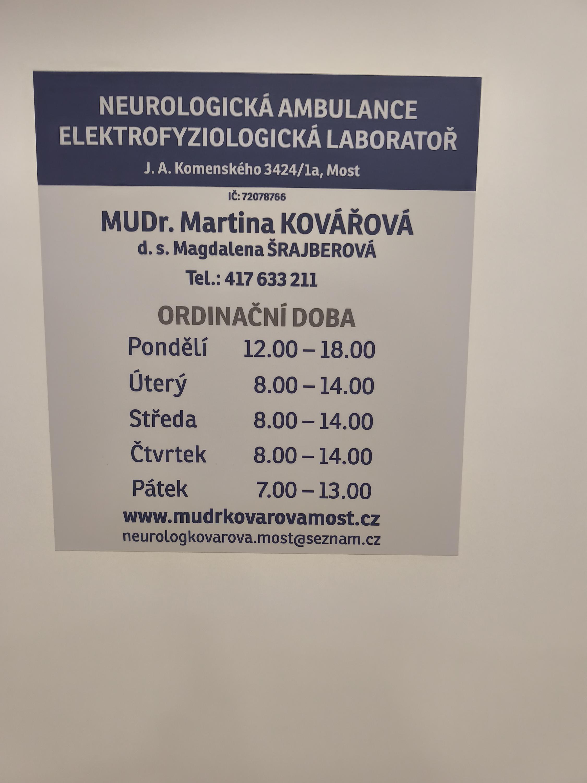 Neurologická ambulance  MUDr. Martina Kovářová foto 1