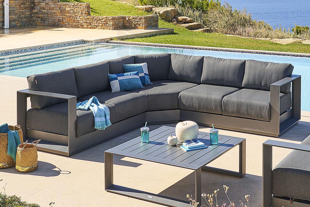 Rohová hliníková sestava pro 5 osob Madrid New