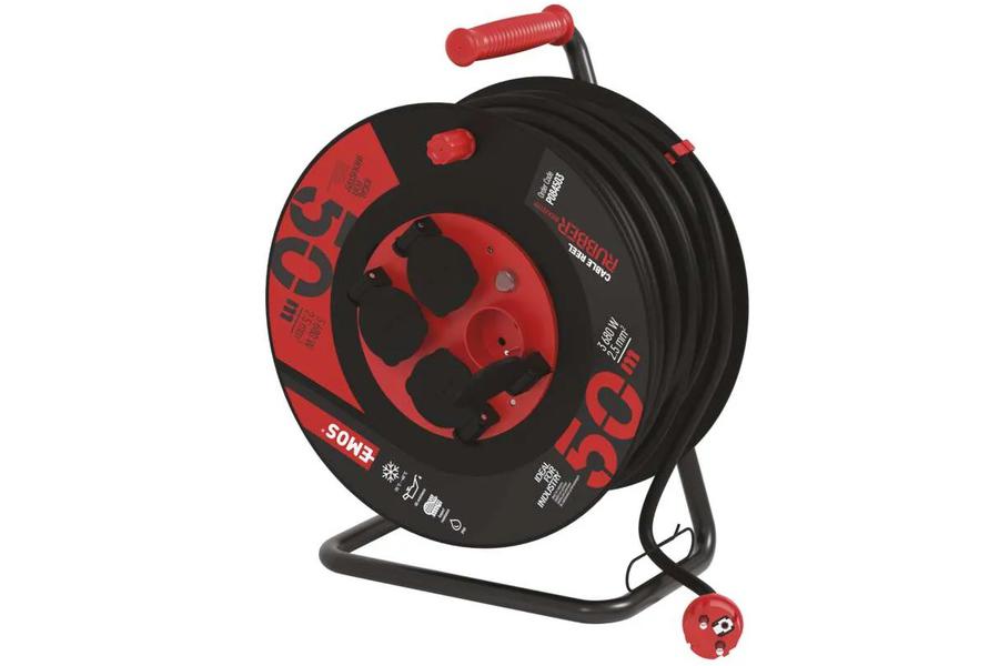 Profi kabel na bubnu 50m, 4 zásuvky, 3x 2,5 mm2