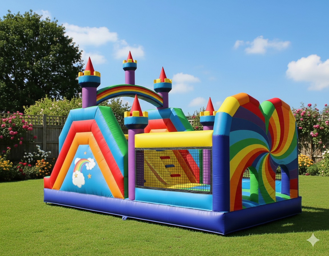 Půjčení skákacího hradu DUHA se skluzavkou
