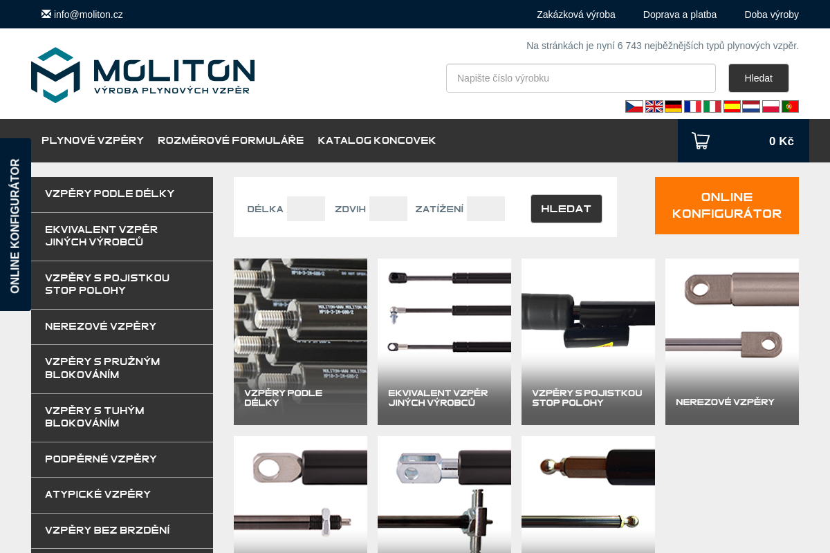 MOLITON výroba plynových vzpěr