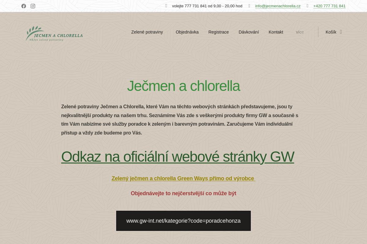 Ječmen a Chlorella Green Ways