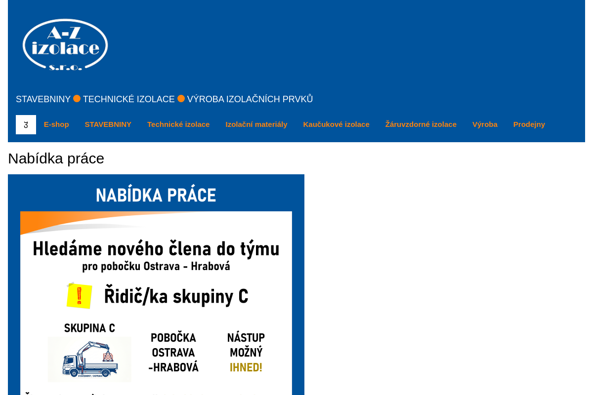 Stavebniny - A-Z izolace s.r.o.