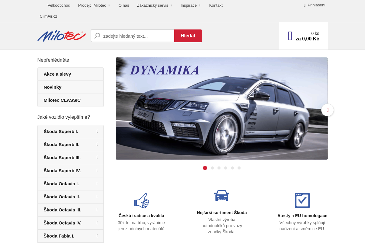 Milotec - autodoplňky pro vozy Škoda