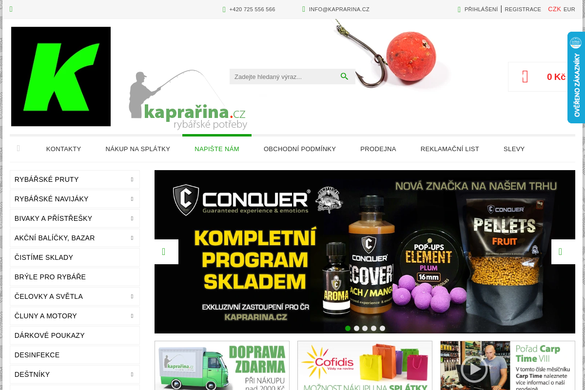 Kaprařina.cz - Rybářské potřeby