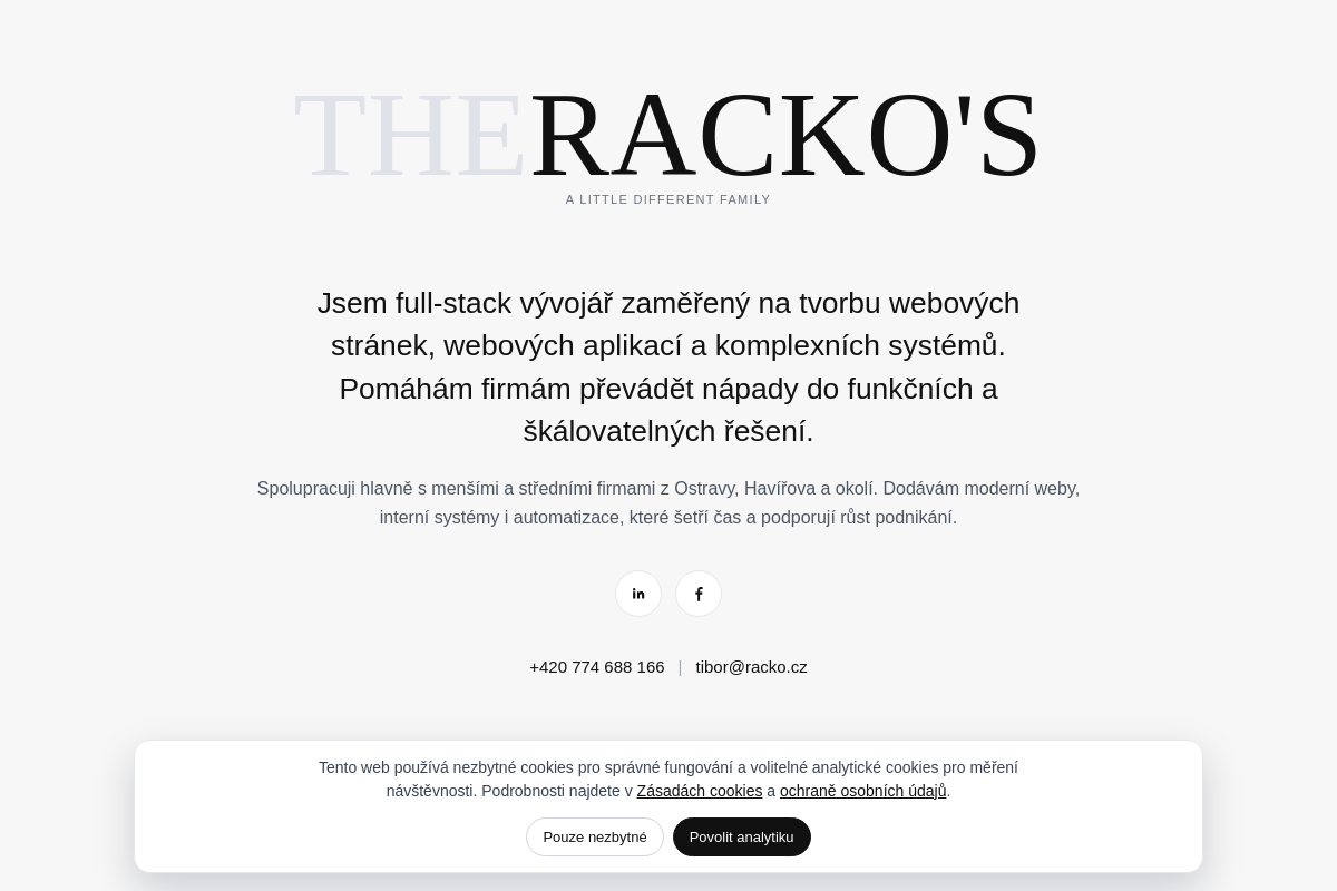 Full-stack vývojář Tibor Racko