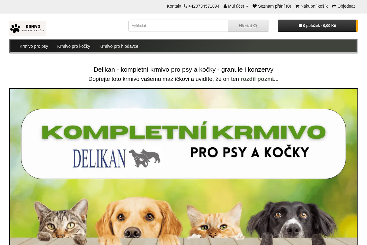 Krmivo pro psy a kočky - Delikan