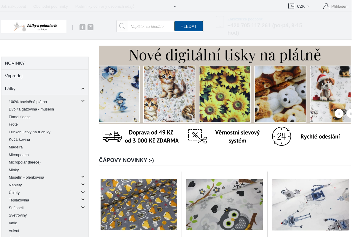 Látky a galanterie od čápa