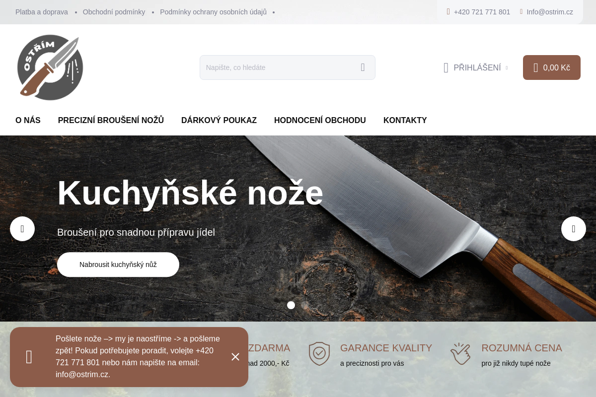 OSTŘÍM  - precizní broušení nožů