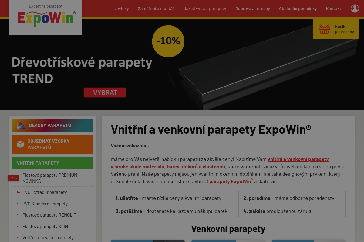 Nejlevnejsi-parapety.cz