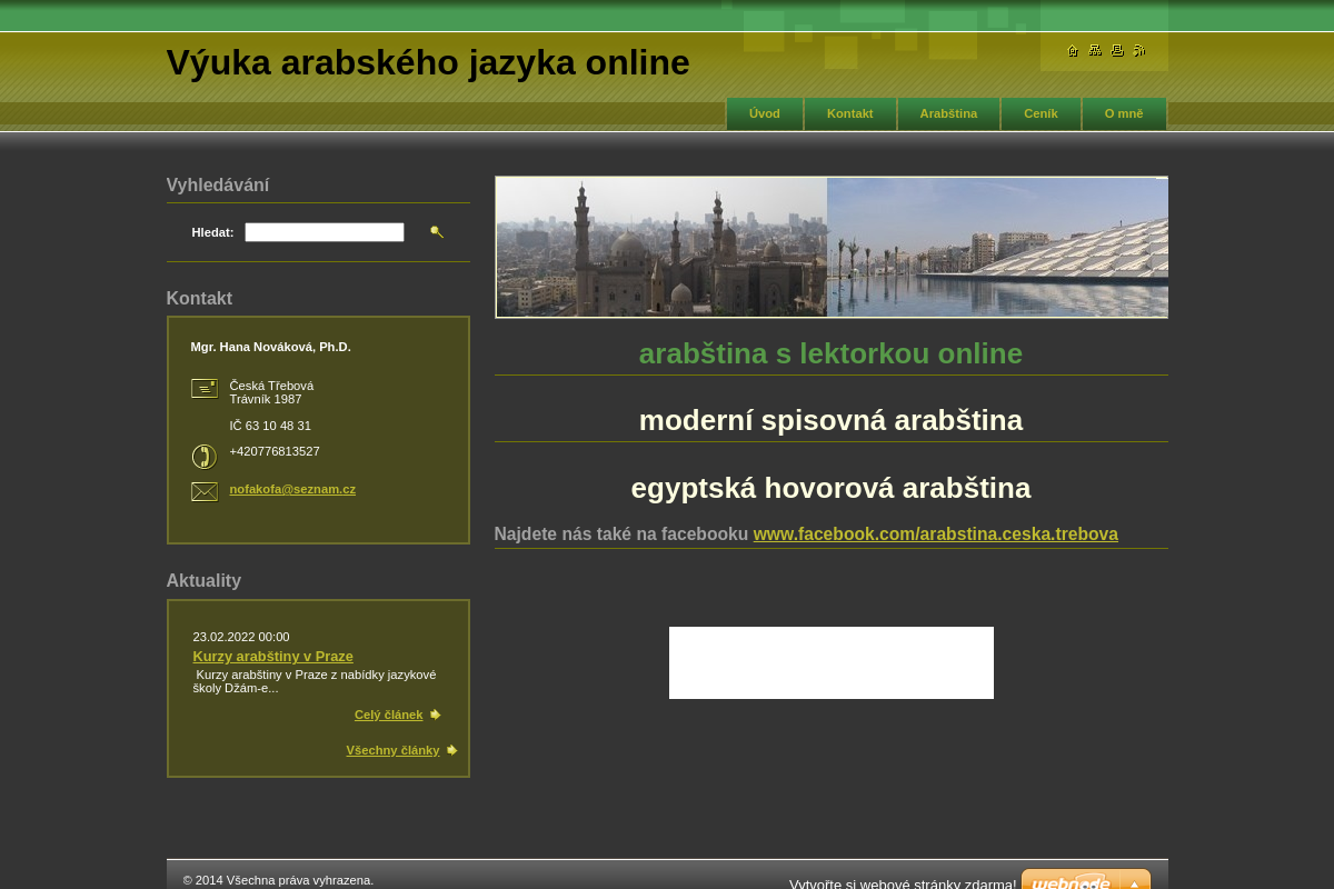 Výuka arabského jazyka - Mgr. Hana Nováková