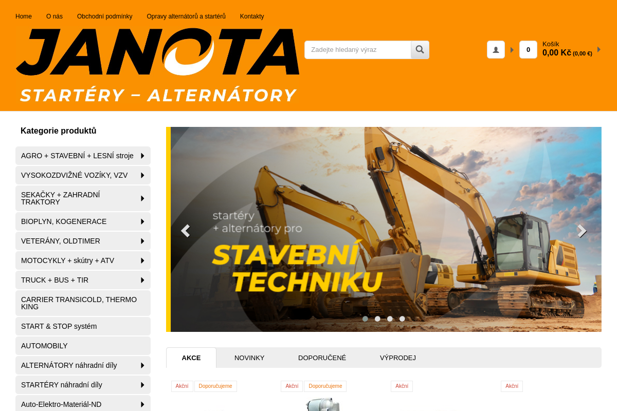 JANOTA startéry - alternátory