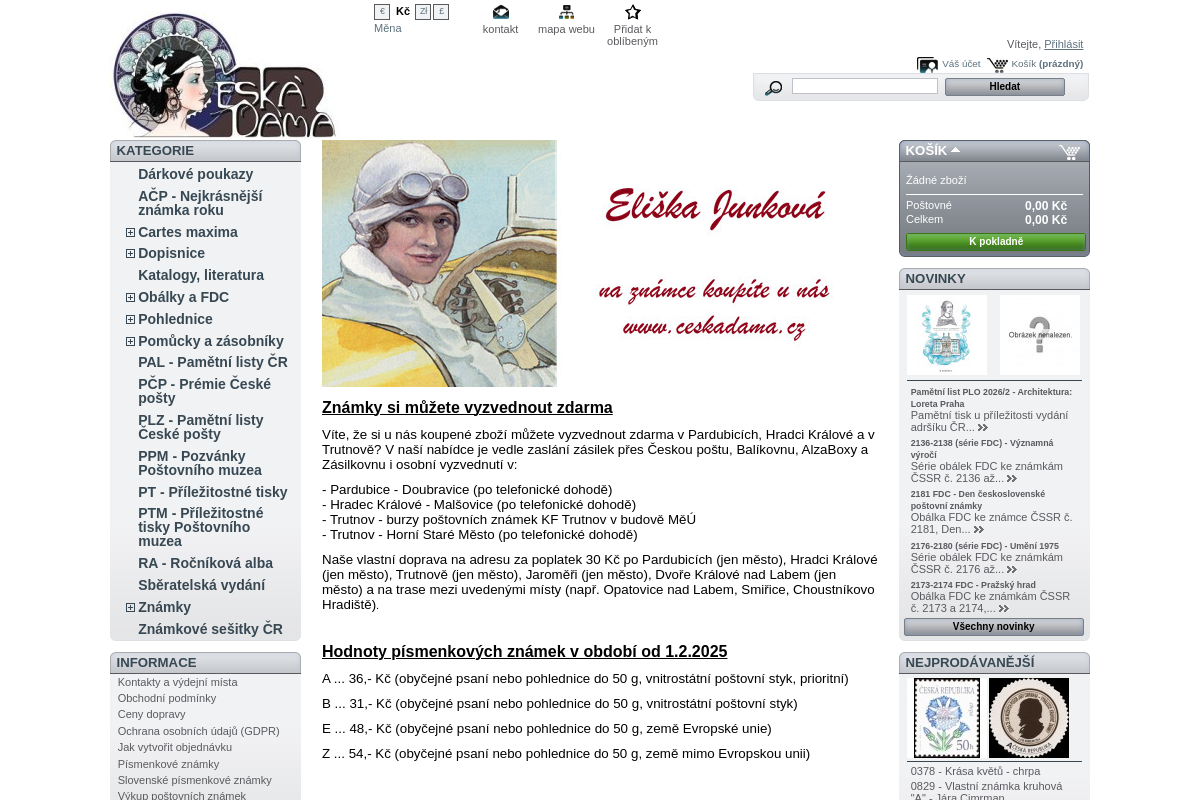 Filatelie Česká Dáma