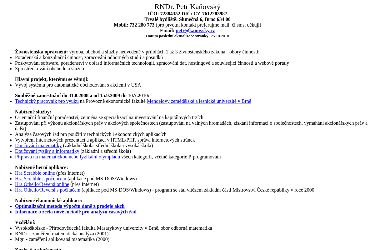 Poradenství - RNDr. Petr Kaňovský