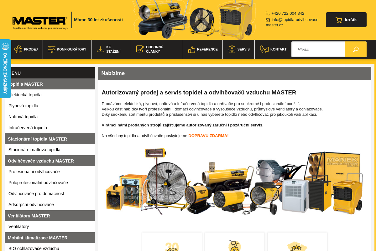 Topidla a odvlhčovače vzduchu MASTER