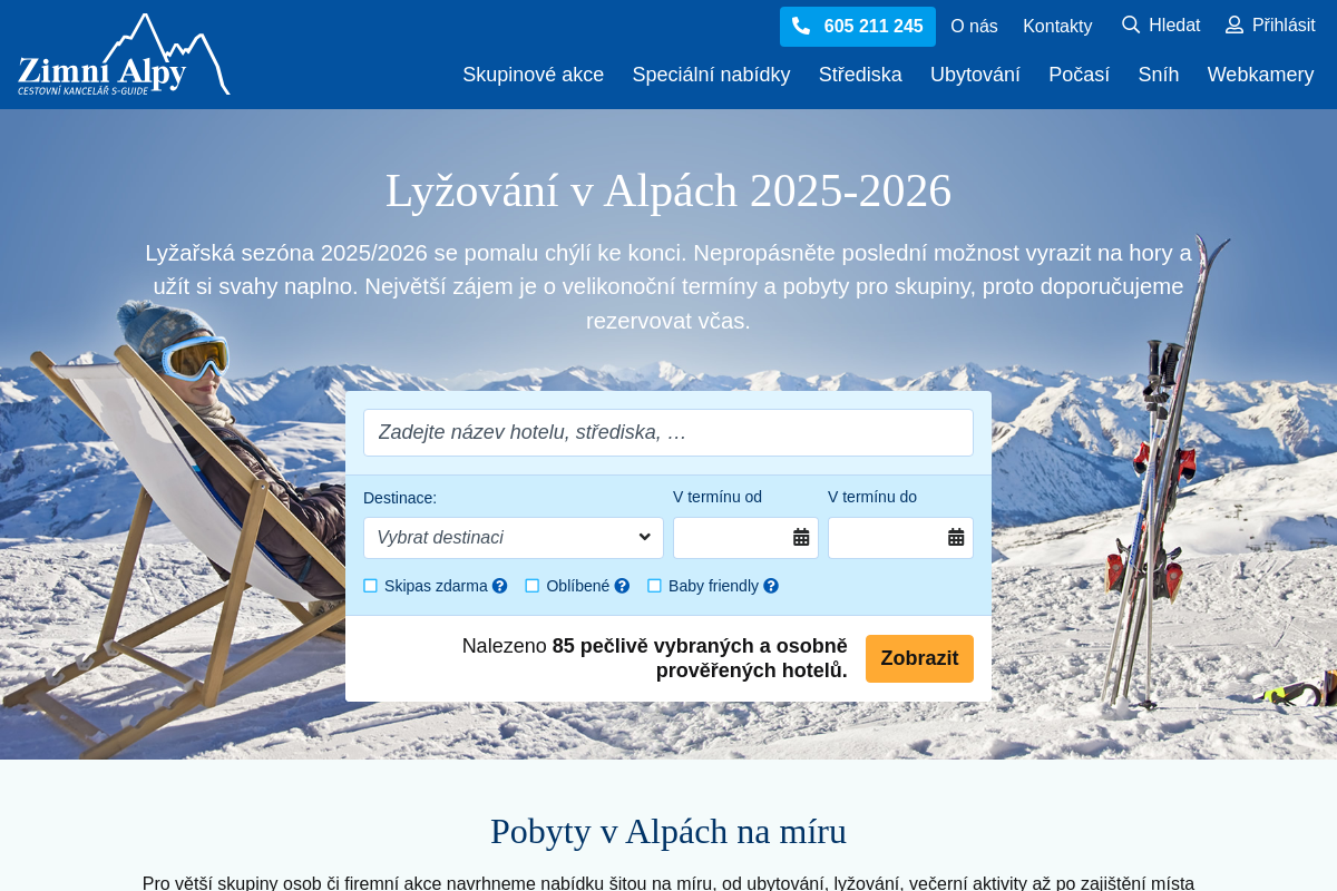 Zimní Alpy, cestovní kancelář S-GUIDE