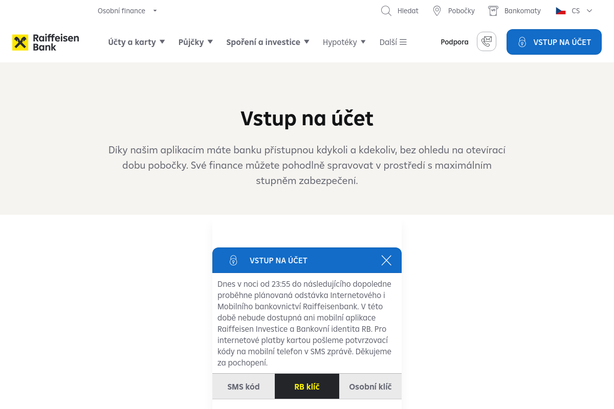 Raiffeisenbank - internetové bankovnictví