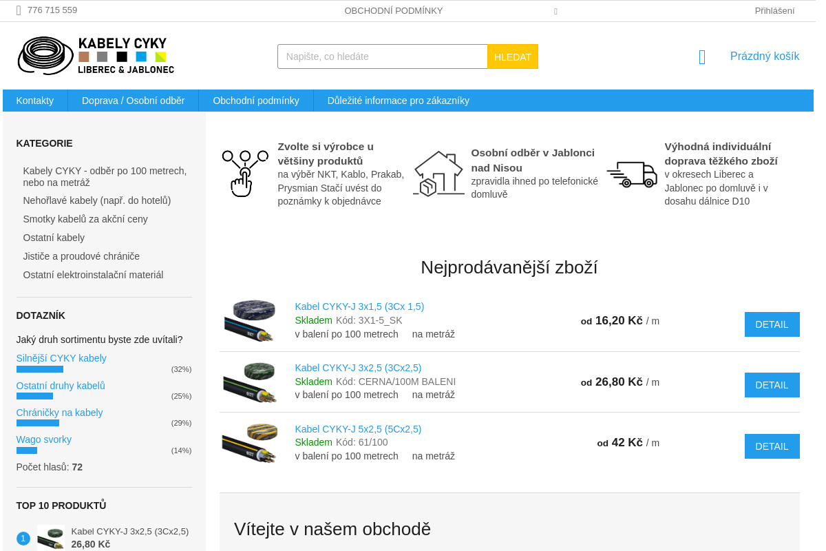 Kabely CYKY Jablonec