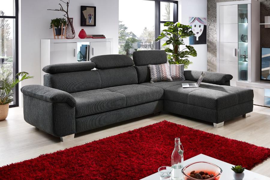 Sedačka do L s rozkladem a polohováním podhlavníků