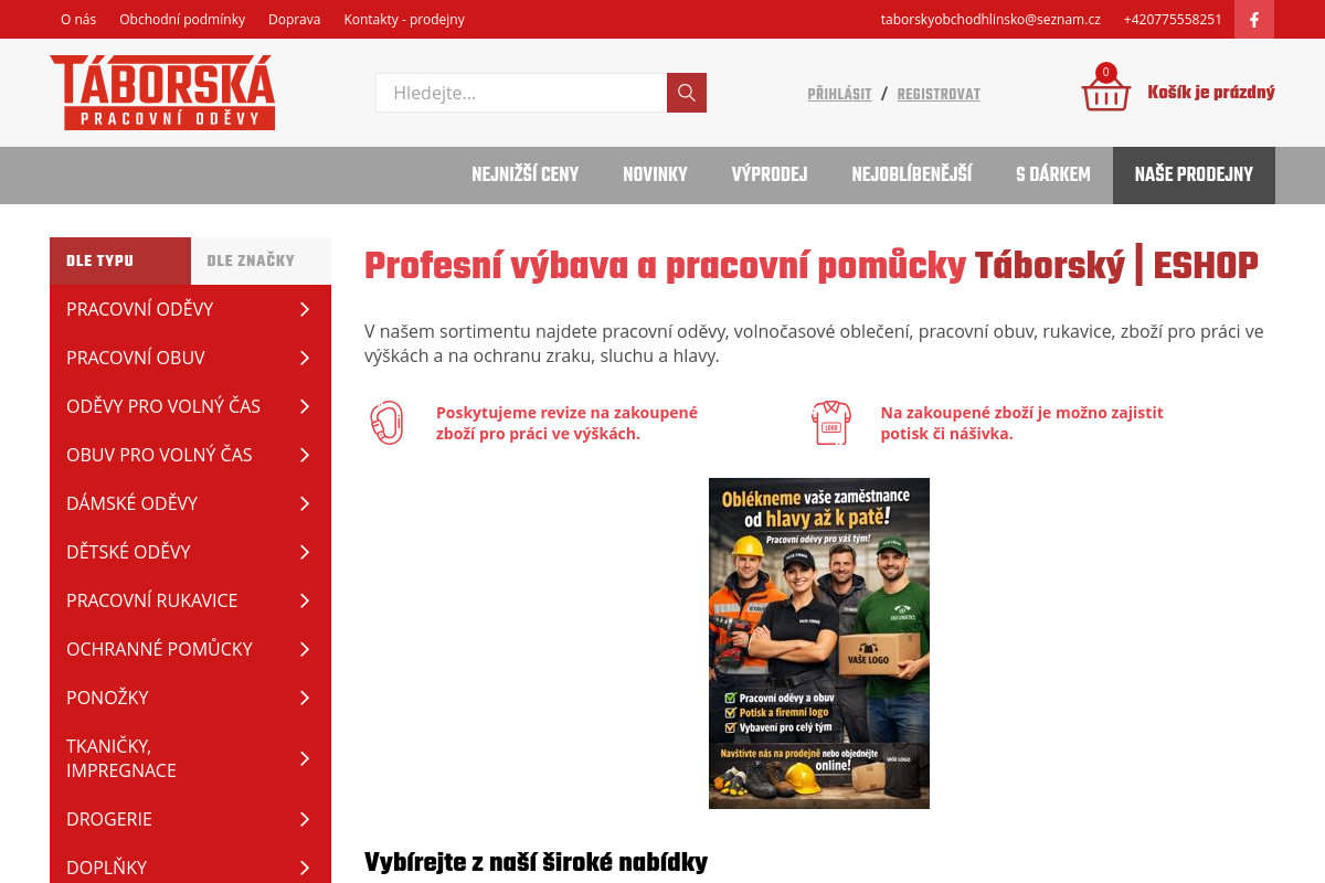Pracovní oděvy Táborská