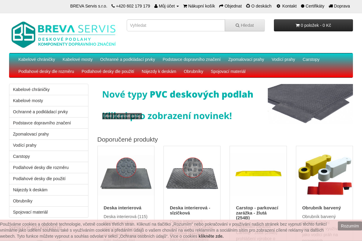 BREVA Servis s.r.o. - deskové PVC podlahy, komponenty dopravního značení