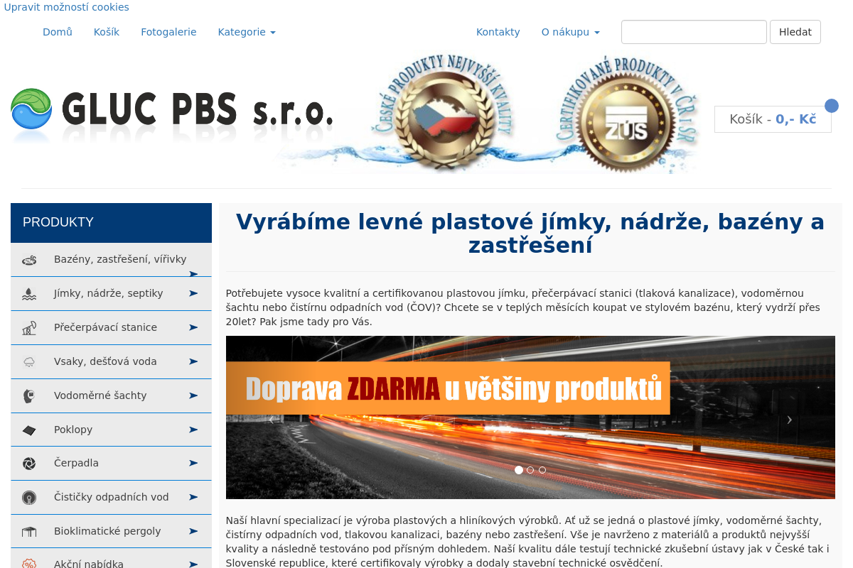 Nádrže, bazény Gluc