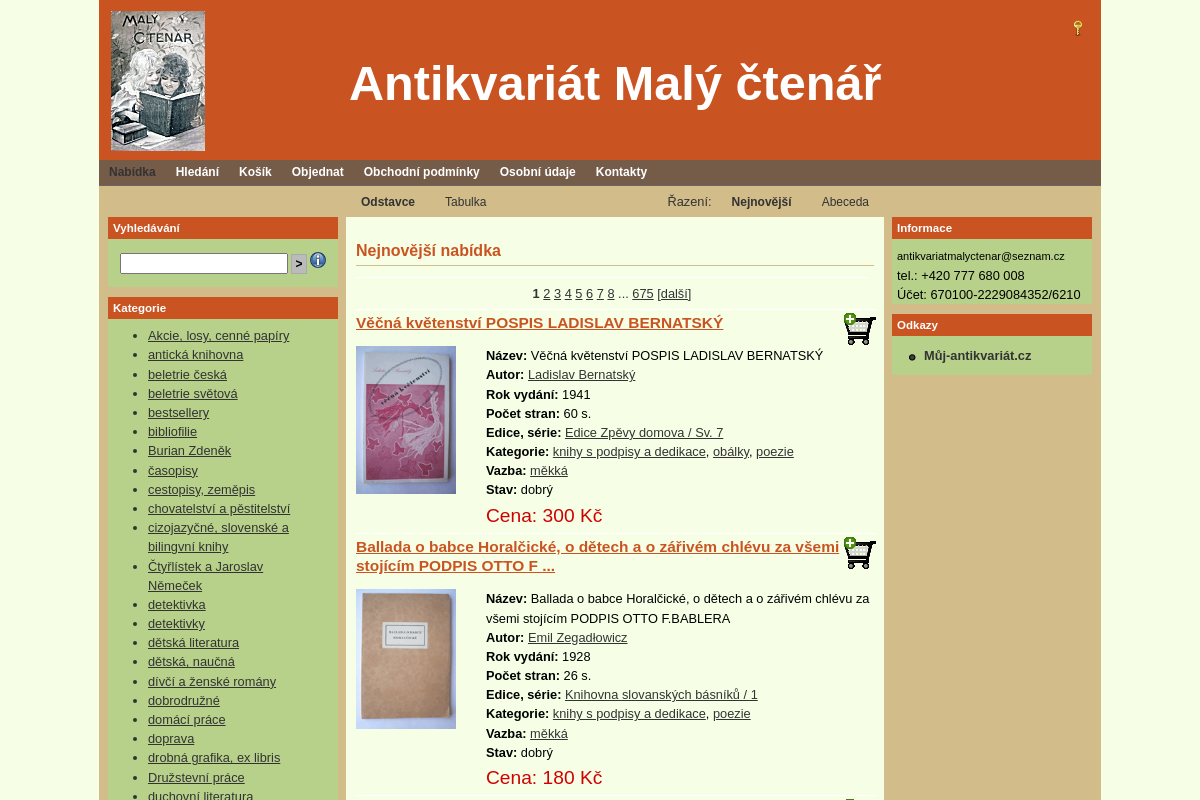 Antikvariát Malý čtenář