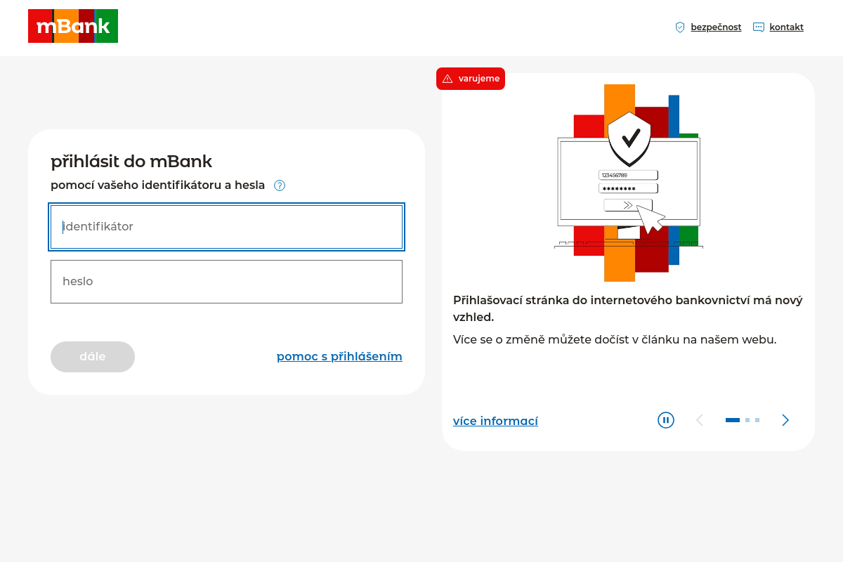 mBank internetové bankovnictví