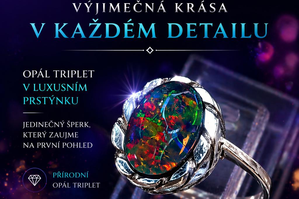 Zářivý opál triplet v prstenu