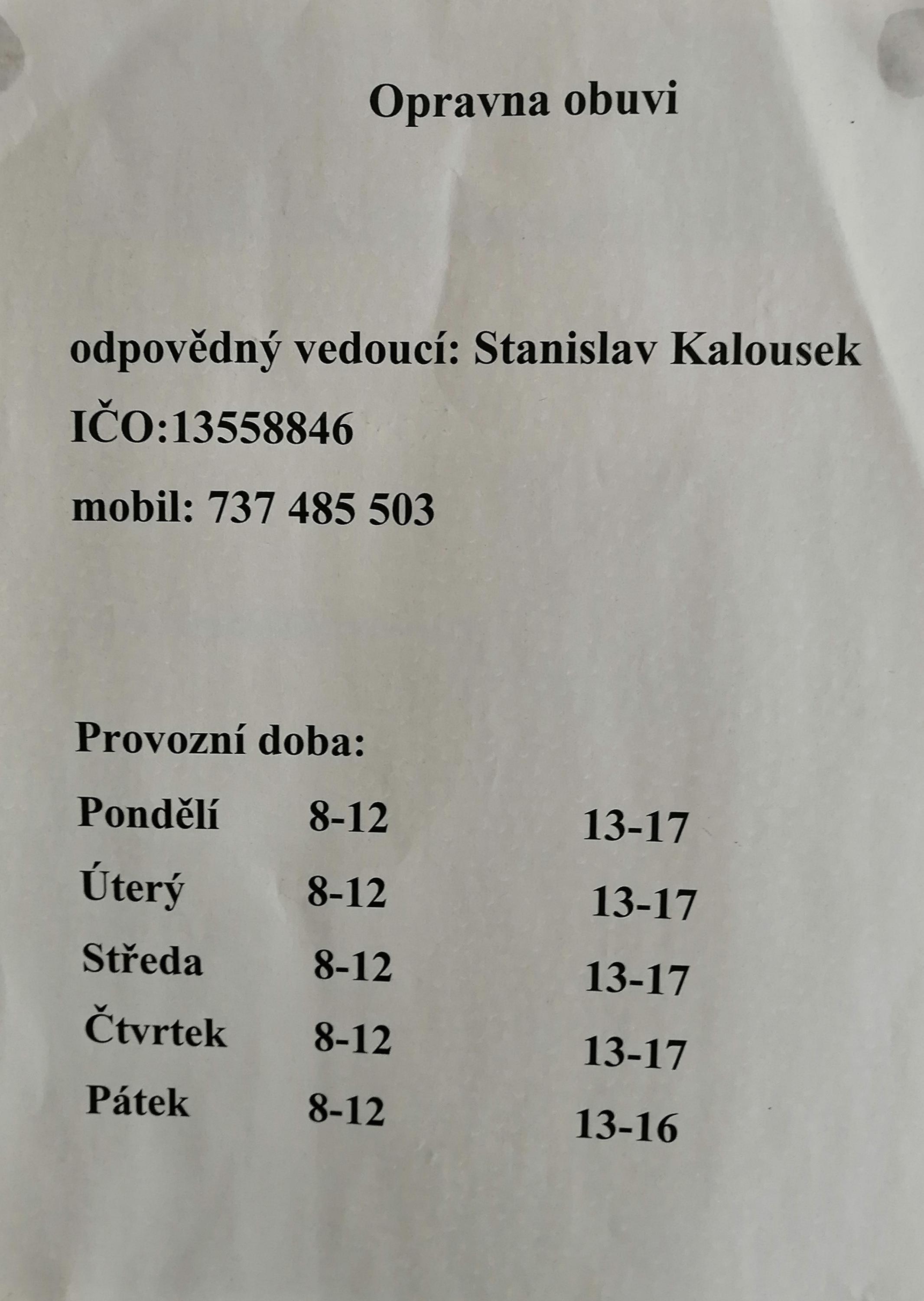 Opravna obuvi Stanislav Kalousek