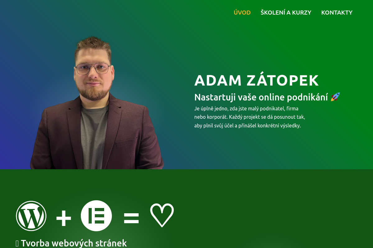 Tvorba webových stránek Adam Zátopek