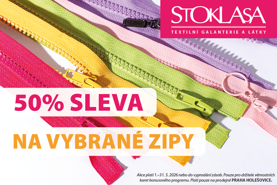 Sleva 50 % na vybrané zipy