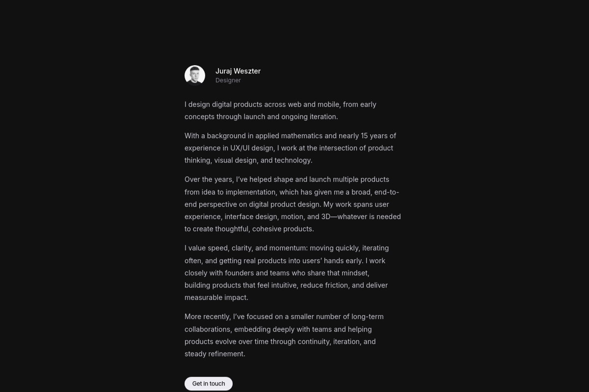 Ing. Juraj Weszter - UI/UX designer