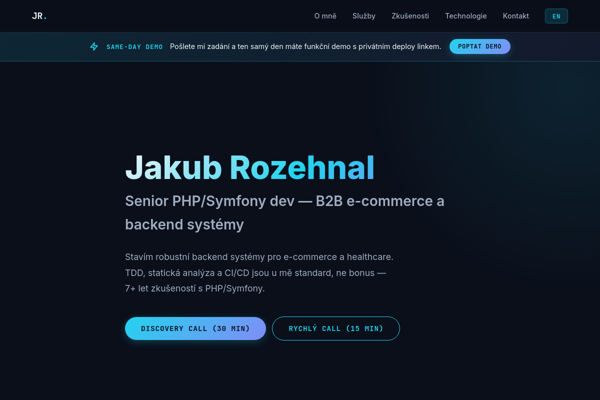 Vývojář webových aplikací Bc. Jakub Rozehnal
