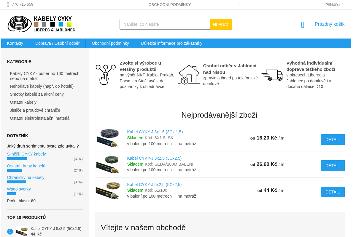Kabely CYKY Jablonec