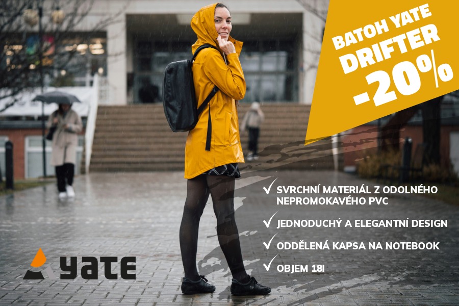 Akce pevný nepromokavý batoh YATE Drifter