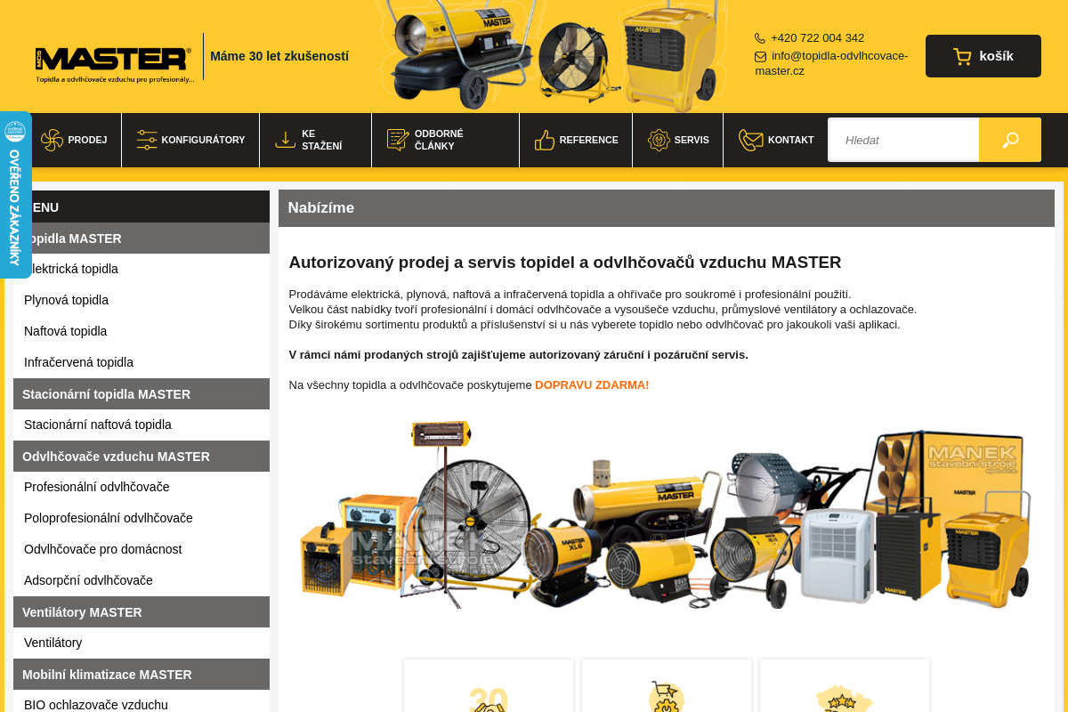 Topidla a odvlhčovače vzduchu MASTER