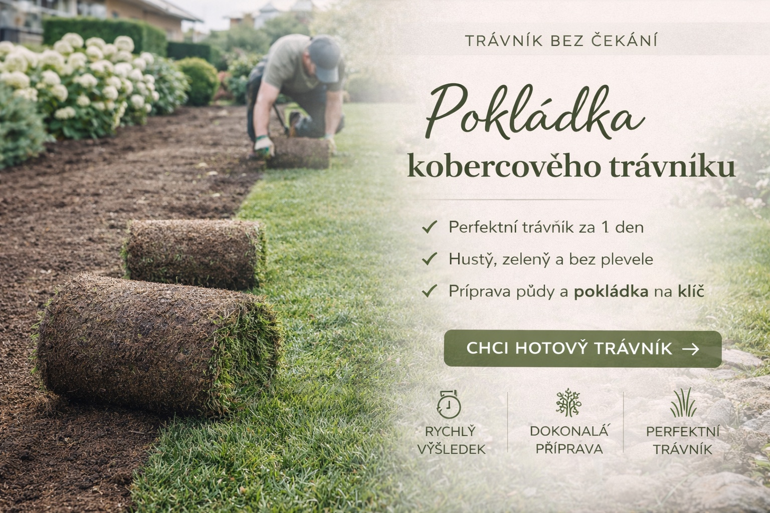 Pokládka kobercového trávníku