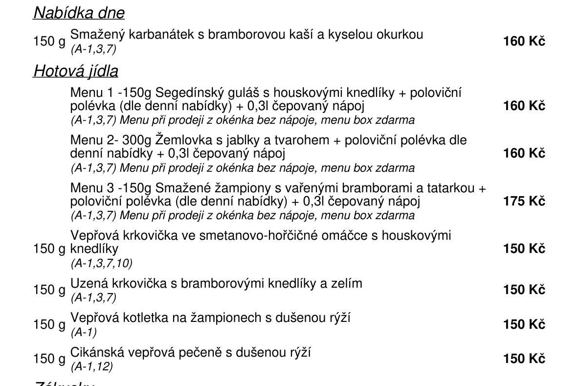 Jídelní nabídka  28.4. 2026