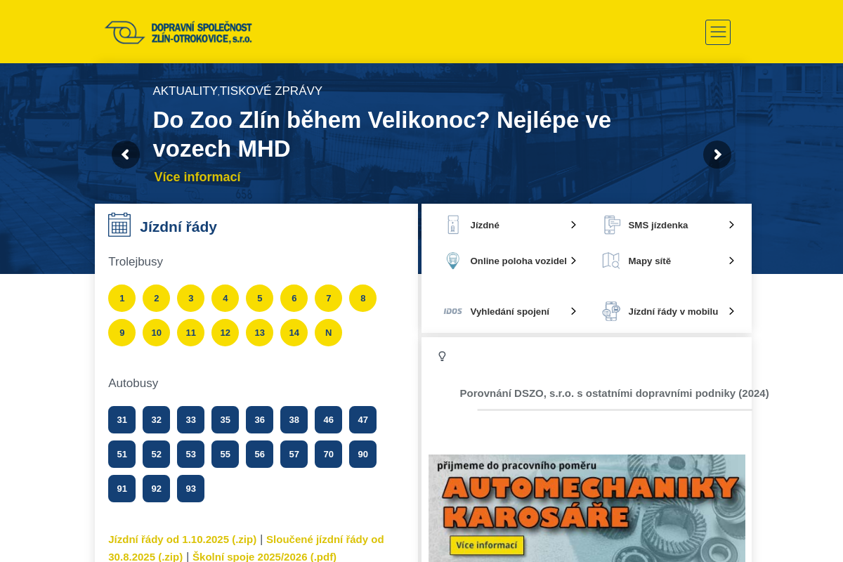 Předprodej jízdenek MHD - Dopravní společnost Zlín-Otrokovice, s.r.o.