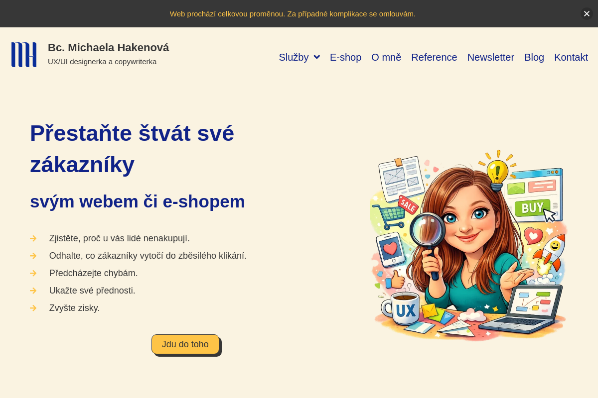 Bc. Michaela Hakenová, webová konzultantka a copywriterka