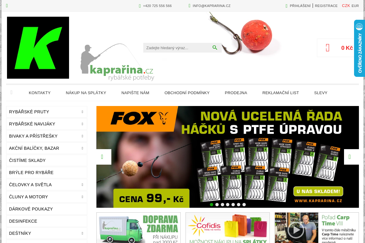 Kaprařina.cz - Rybářské potřeby