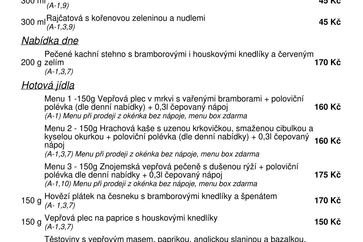 Jídelní nabídka  30.4. 2026