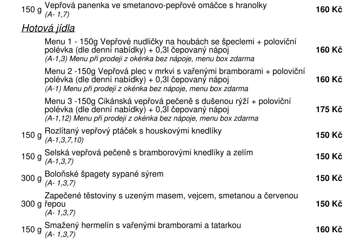 Jídelní nabídka  17.4. 2026