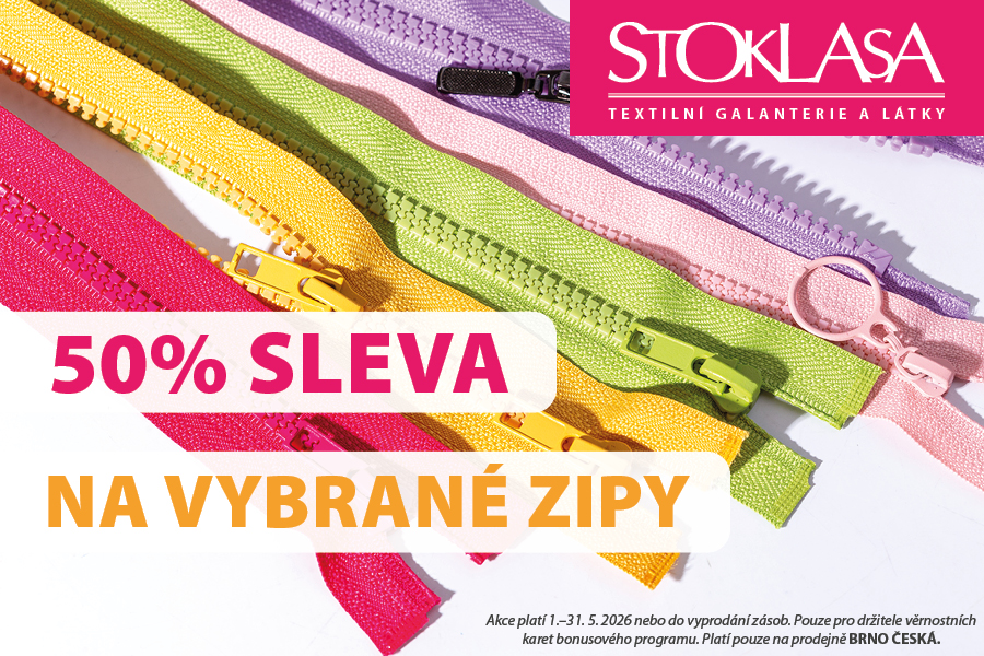 Sleva 50 % na vybrané zipy