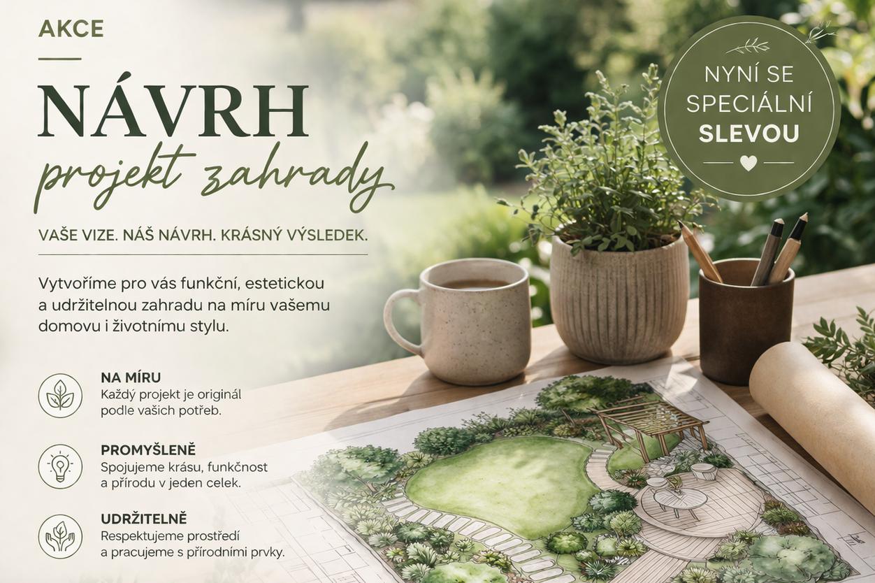 Návrh zahrady na míru se slevou.