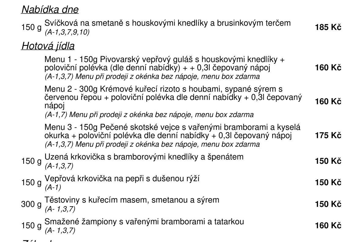 Jídelní nabídka  22.4. 2026