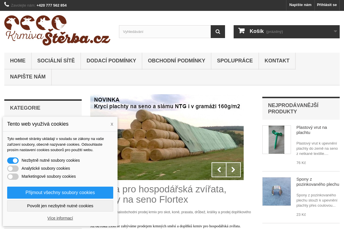 Krmiva Štěrba - krmiva pro hospodářská zvířata, plachty na seno Flortex