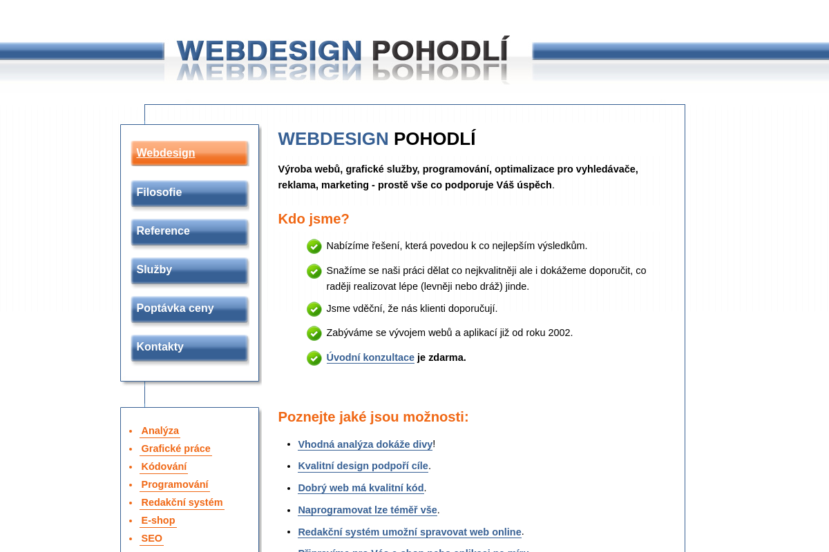Webdesign Pohodlí - Dorian Podulka