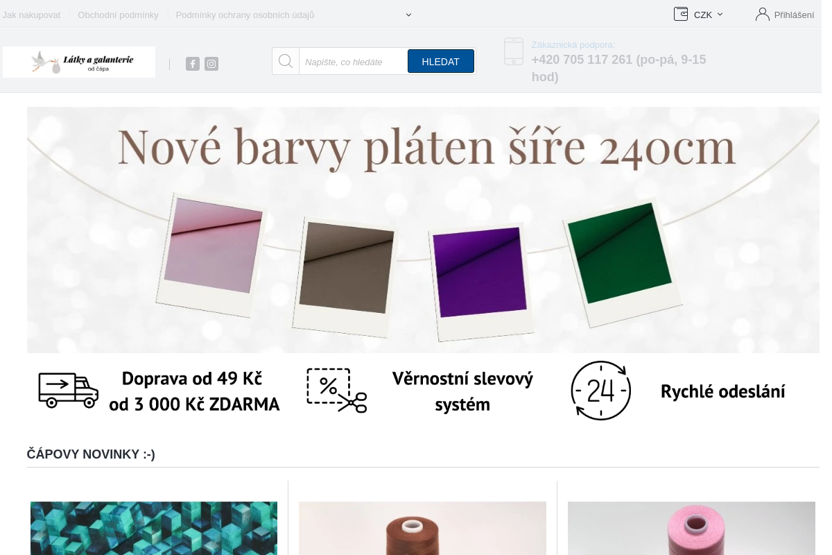 Látky a galanterie od čápa